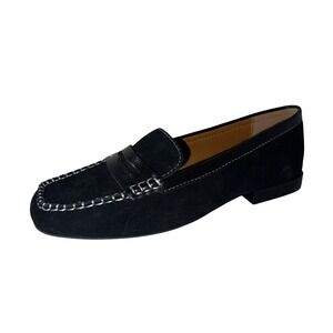 Donald Pliner Shoes Black Suede Leather BINAH Loafer Flats Womens Size 9.5M Work